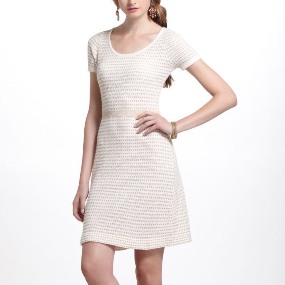 Anthropologie Sparrow Gilt Gris Cream Dress